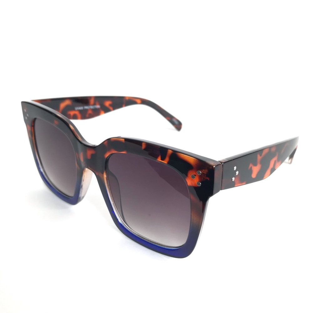 Retro Square Oversized Sunglasses Tortoise Blue